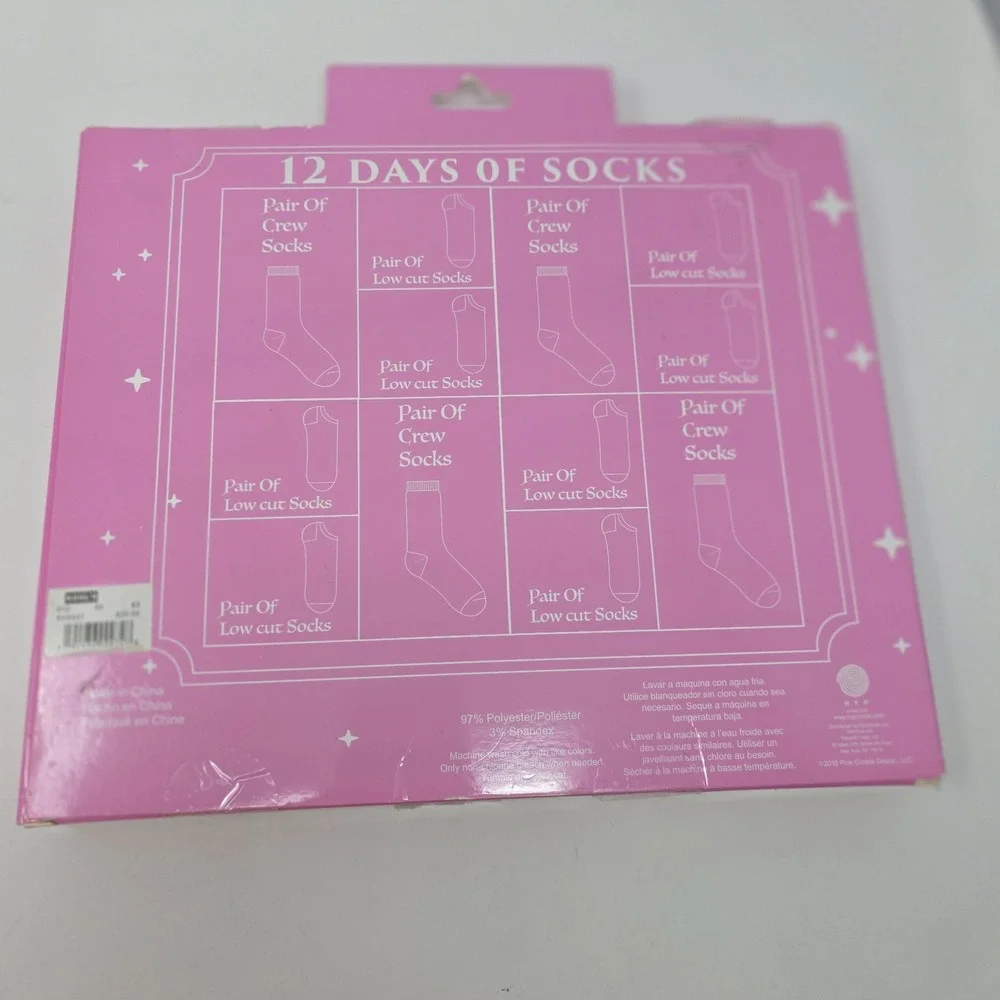 Pink Cookie Girls Pink 12 Days of Socks Advent Calendar Unicorn Castle NWT